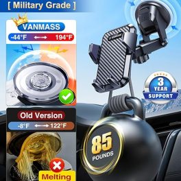 VANMASS【85+LBS Strongest Suction & Military-Grade 2026 Ultimate Car Phone Mount【Patent & Safety Certs】 Cell Phone Holder Truck for Dash Windshield Vent for iPhone 17 Pro Max Automobile Accessory Kits
