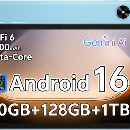 Tablet 10.1 inch Android 16 Tablet with Octa-Core Processor, 20GB RAM 128GB ROM 1 TB Expandable, 1280x800 HD IPS Touch Screen, GPS, 8H Battery, WiFi 6, BT 5.2, Dual Camera (Blue)